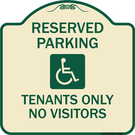 Signmission Reserved Parking Tenants No Visitors W/ Graphic Heavy-Gauge Aluminum Sign, 18" x 18", TG-1818-23005 A-DES-TG-1818-23005